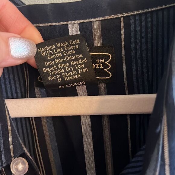 High Noon Rodeo Western Men’s navy blue Pearl snaps 2XL Tall button down shirt - Picture 14 of 14